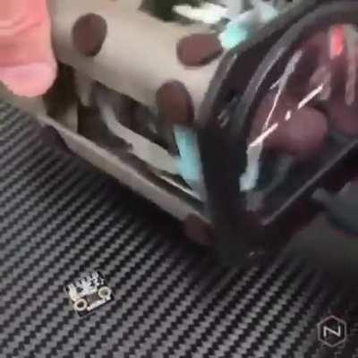 An “artificial horizon” gyroscope. Aircraft used mechanical gyros before MEMS microchip sensors. There is one of the microchips in your phone.