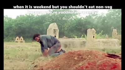 When it is weekend but you shouldn't eat non-veg because you're vaccinated recently