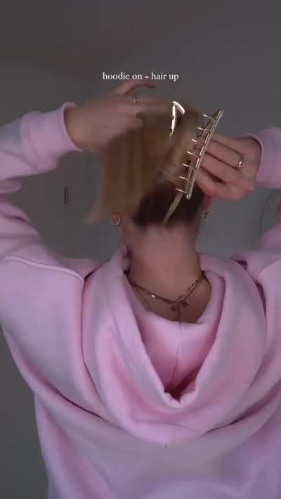hoodie on = hair up 🎀
