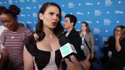 Hayley being interviewed by ITV's 