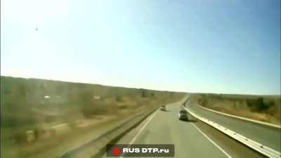 Khakassia. Mercedes car caught fire and the driver did not survive. No info on Volvo truck driver