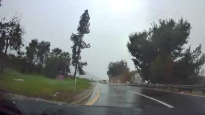 Oncoming car fails to yield at confusing intersection + don't buy cheap tires [OC]