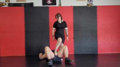 Kisa Kicks ballbusting CJ in Wednesday dress