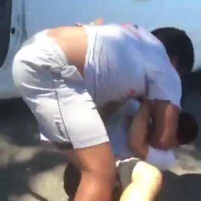 Racist kid beat up for calling another kid the n word