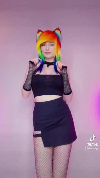 I couldn't help myself. LeaLolly was so beautiful. Her body looked like so much fun. I possessed her and found myself dressed like this. I wasted no time in recording a TikTok to show off my body. Her chest is so much bigger than mine ever was, and I love
