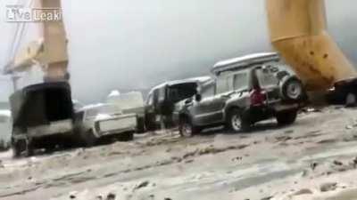 Transporting cars on a deck is probably not the best idea