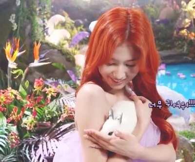 200609 - Sana cuddling a bunny