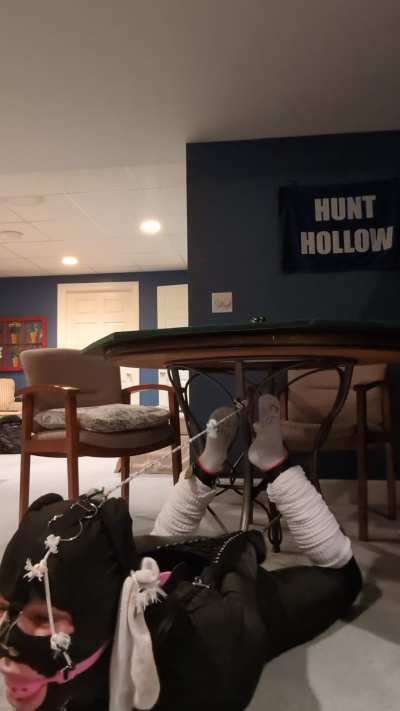 Hogtied to the table