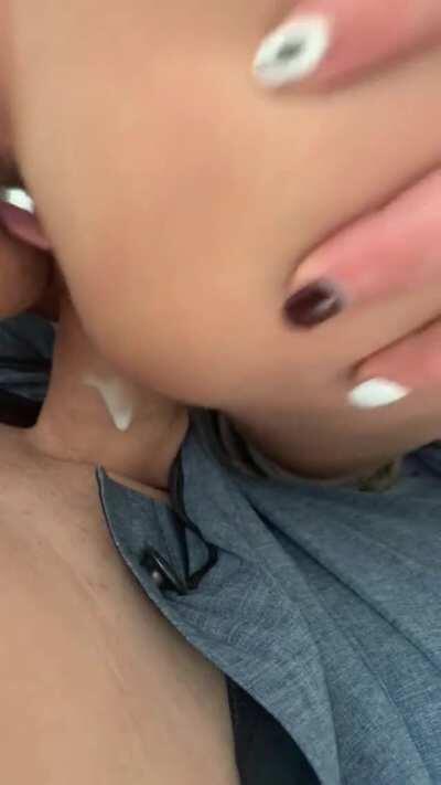 Creaming on that cock with a pink jewel in her tight ass 💎