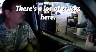 Gentleman refuses to answer the same question twice at a checkpoint.