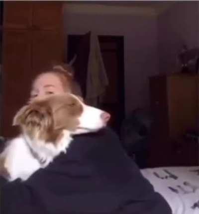 Hugging your dog for a long amount of time to see what they do 