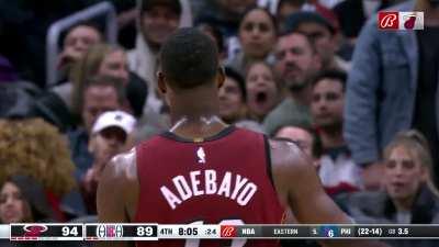 [Highlight] A mean offensive rebound and putback Dunk from Bam Adebayo is soured by a technical