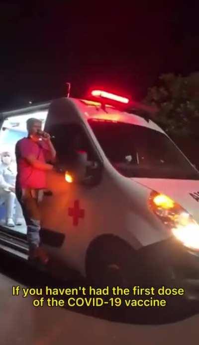 Brazil: Vaccination Truck roaming the streets at night with a megaphone, totally normal.