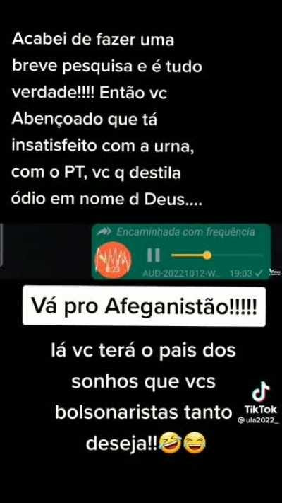 Se Lula ganhar bolsonaristas deveriam ir para o Afeganistão! 😂😂