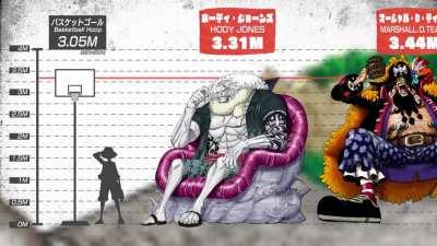 size comparison of One Piece characters from the Official One Piece channel