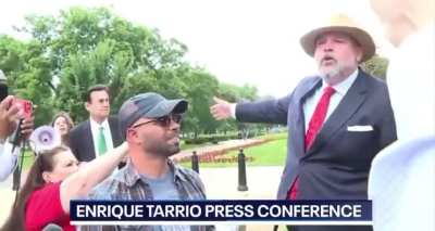Proud Boys leader Enrique Tarrio attempts to give a press conference to announce his lawsuit against DOJ. It did not go as planned