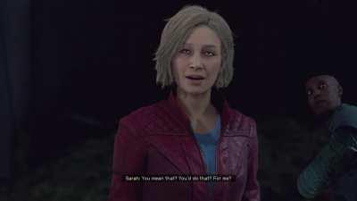 I was confessing my love to Sarah and this NPC in the background had some perfect timing.