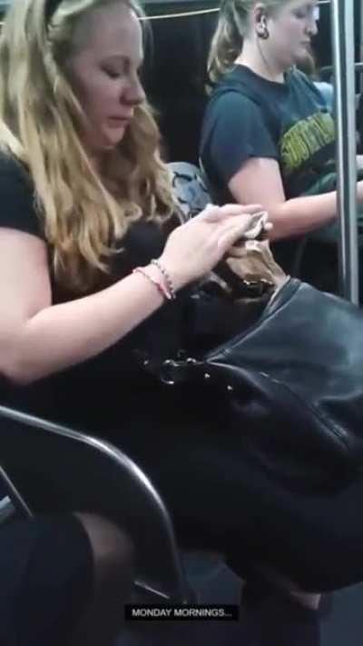 Blowing a line on a city bus