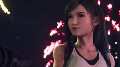 Tifa has the cutest expression on the gondola after Cloud says 