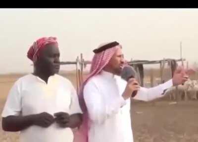 Poor guy has seen his goats stolen so many times he doesn't even react anymore.