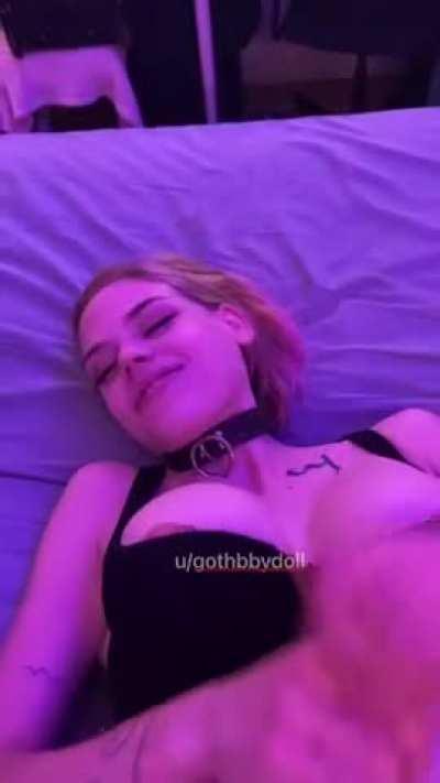 Happy collared sub…Rolling and singing =)