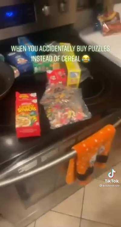 When you accidentally buy puzzles instead of cereal