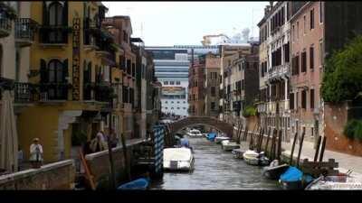 Cruise ship passing by in Venice