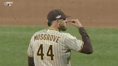 [Highlight] [Highlight] Joe Musgrove taunts the Mets dugout after striking out Nido following Buck Showalter's requested substance check