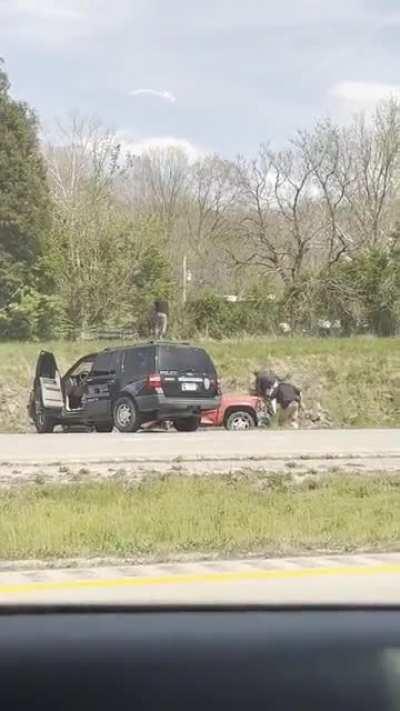 Driver risks their safety to perfectly capture the final moments of a high speed chase in Central Kentucky.