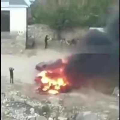 It's still dangerous to be near a burning vehicle.