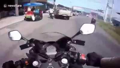 Thai police chasing a meth dealer.