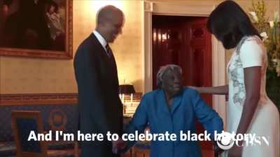Obama meets 106 year old Virginia McLaurin (1909-2022) who passed away at 113. 