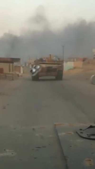 An Iraqi M1A1 being attacked by an ISIL suicide vehicle.