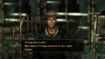 Powder Ganger wakes me up to threaten me in an NCR Camp