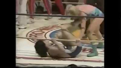 AJW - Fan hits the ring during a Jackie Sato match