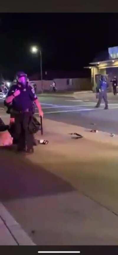 Cops violently arrest 14 y/o girl, while ignoring Proud Boy who punches a teenager right in front of them. Eugene, OR