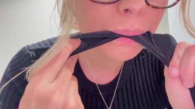 Dared to taste my own panties in public restroom 😏