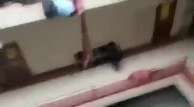 THE RAILING COULD NOT WITHSTAND THE PRESSURE OF THE CROWD