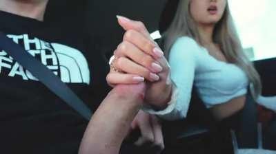 Making him cum while driving