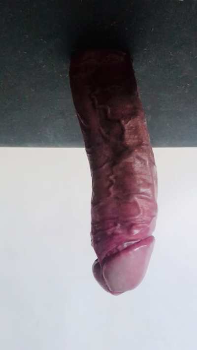 My veiny cock explodes on the milking table without touching it.