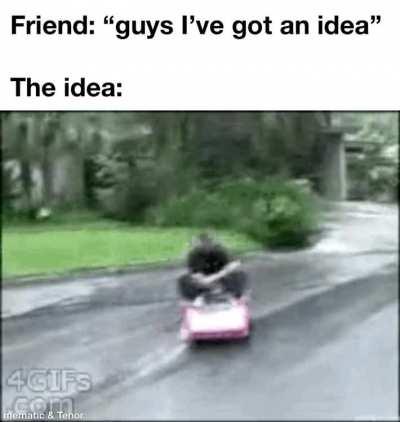 It always involves a toy car and a hill