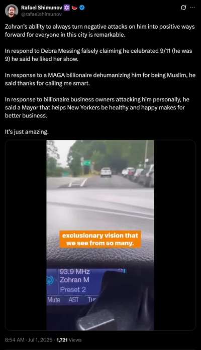 NYC mayoral candidate Zohran Mamdani responds to the hateful comments & threats he has received - including the accusation from actress Debra Messing that he 'celebrated 9/11' (he was 9 years old at the time).