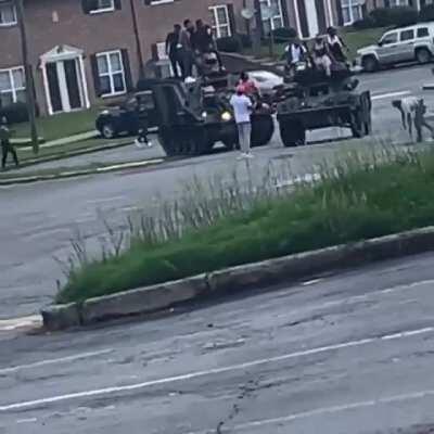 Someone managed to bring tanks to the hood in East Atlanta today
