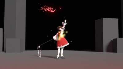 I animated Reimu casting a barrier