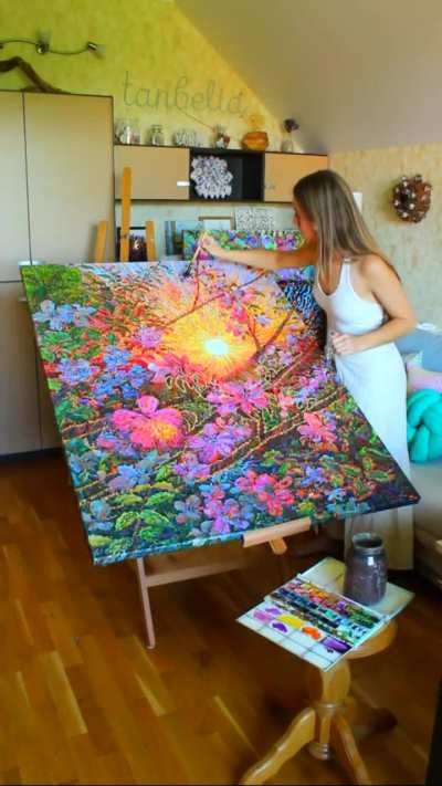 100 HOURS Watercolor painting in a wavy impressionism style in 50 sec