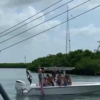 Steering a boat into a bridge