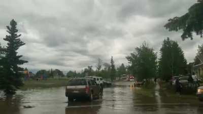 Aftereffects of strom in Castleridge, Northeast Calgary
