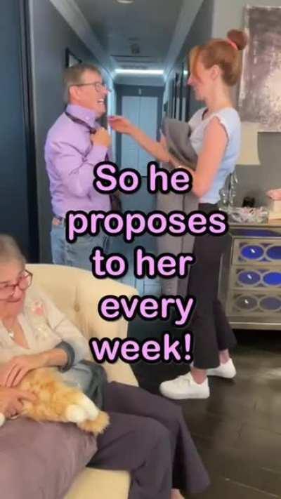 This woman has Alzheimer's, so every week her husband proposes to her.