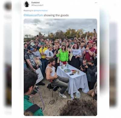 Chad gets a bunch of people to watch him eat a whole rotisserie chicken.