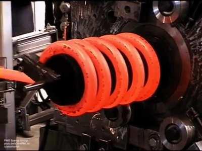 Hot coiling a huge spring